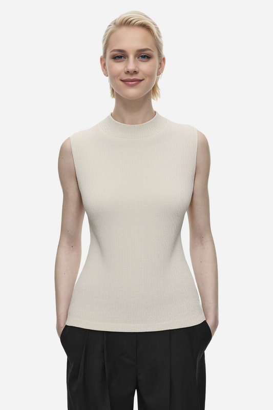 Essential Mock Neck Sleeveless Knit Top