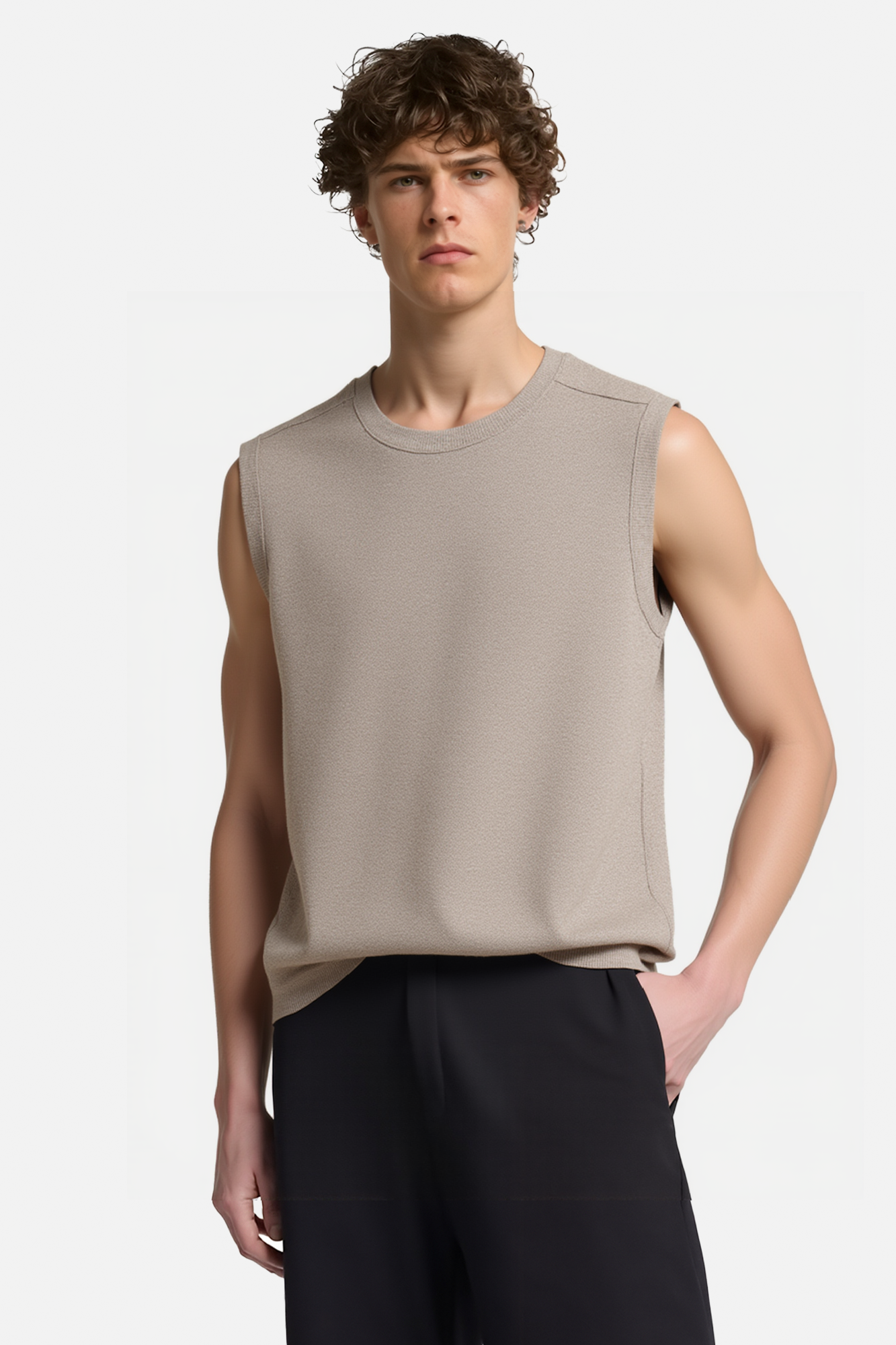 Casual Tank Tops Ribbed Knit Sleeveless Shirt Tee