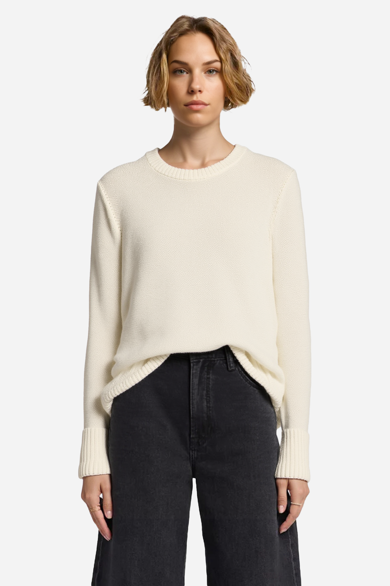 Essential Textured Crew Neck Pullover