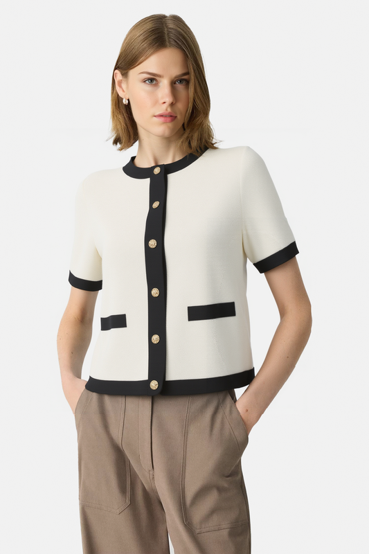 Timeless Button-Front Cardigan with Gold Accents
