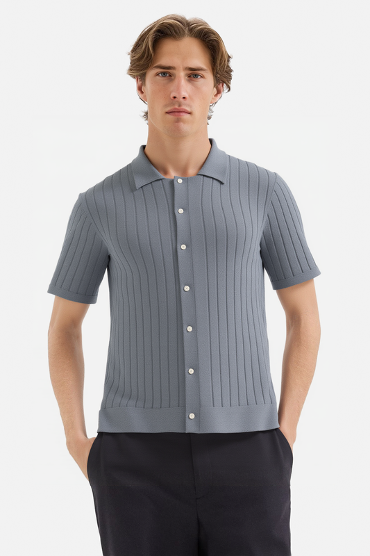 Knit Polo Shirt Button Down Shirt Short Sleeve
