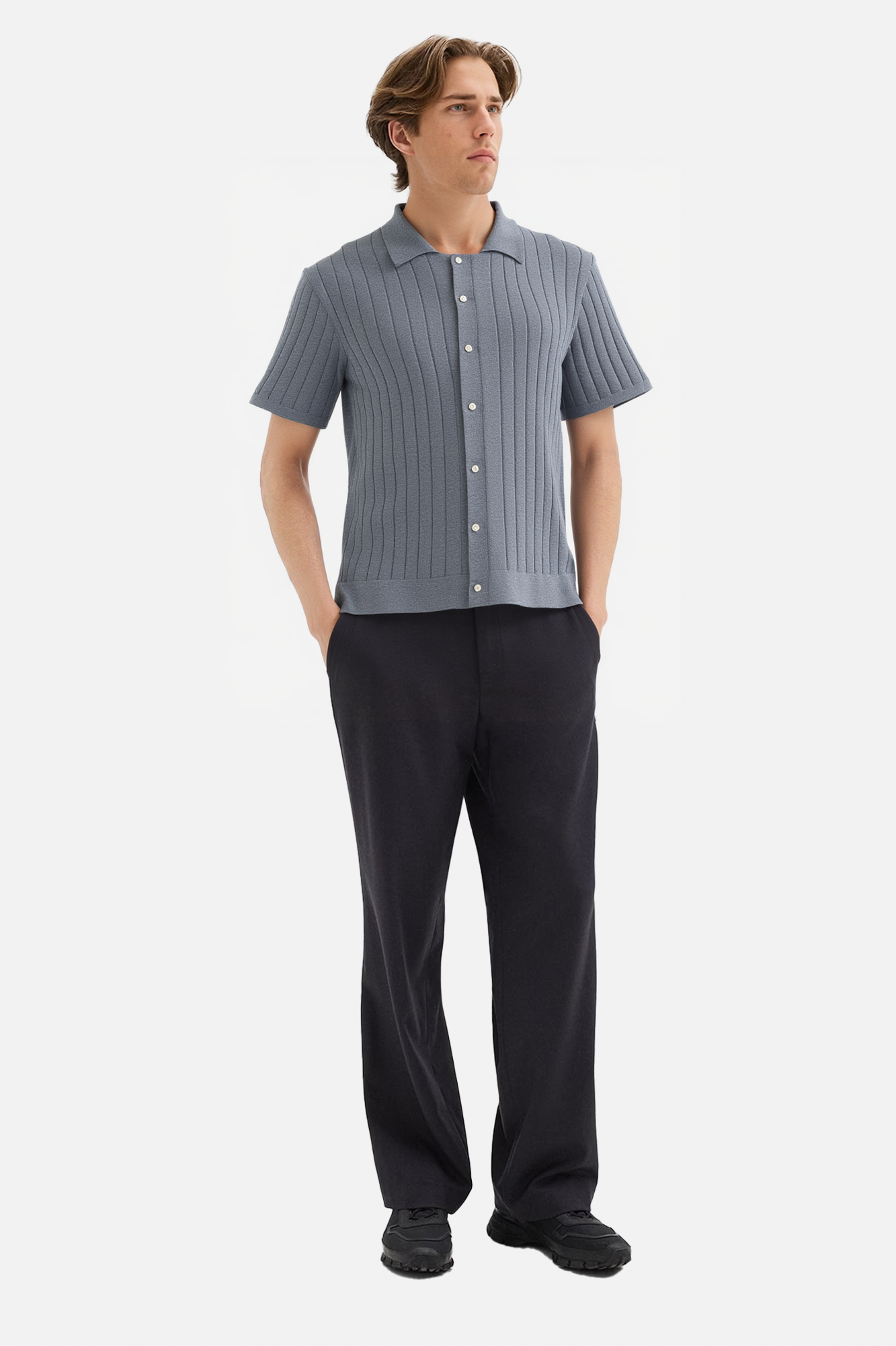 Knit Polo Shirt Button Down Shirt Short Sleeve