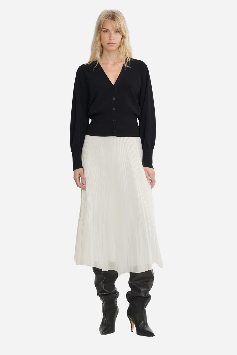 Classic Button-Front Cardigan with Deep V-Neckline