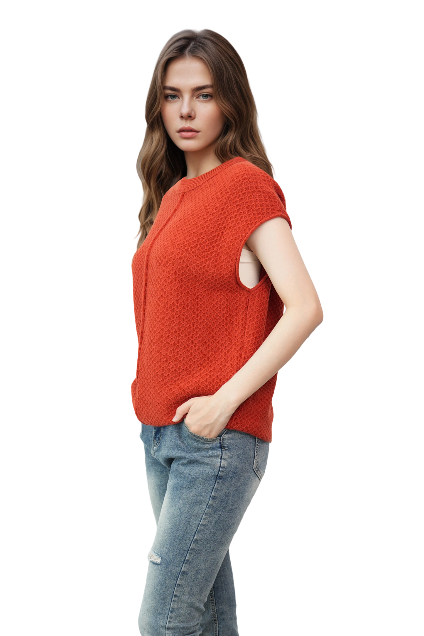 Lightweight Textured Short Sleeve Pullover Sweater