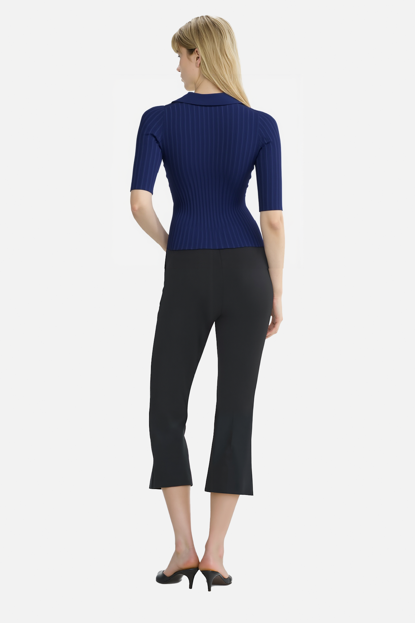 Sophisticated Collared Ribbed Top Sleek Silhouette