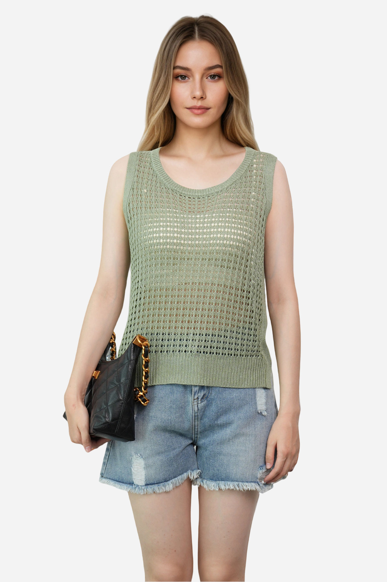 Crochet Cover Up Sweater for Women Sleeveless Beach