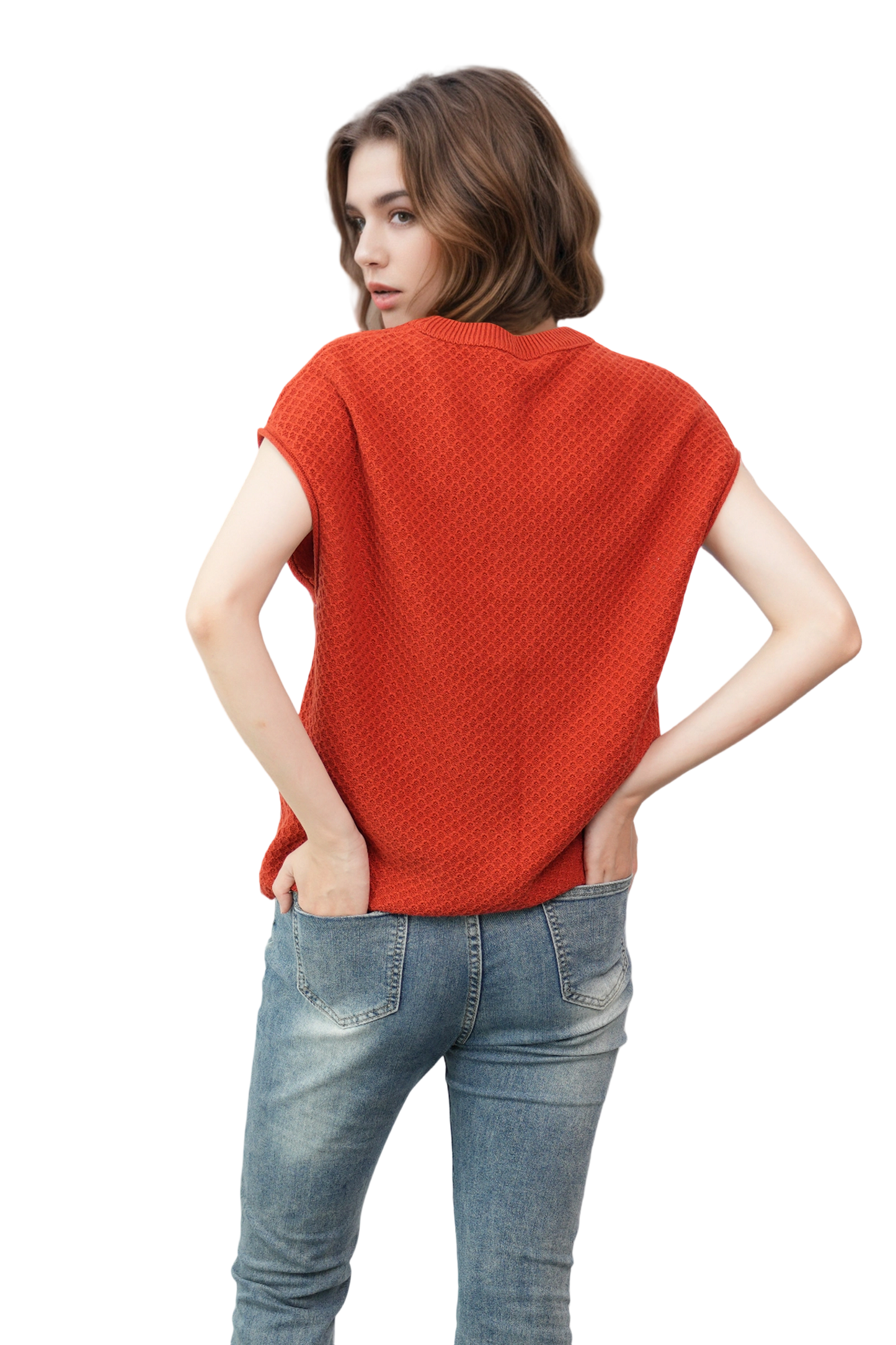 Lightweight Textured Short Sleeve Pullover Sweater