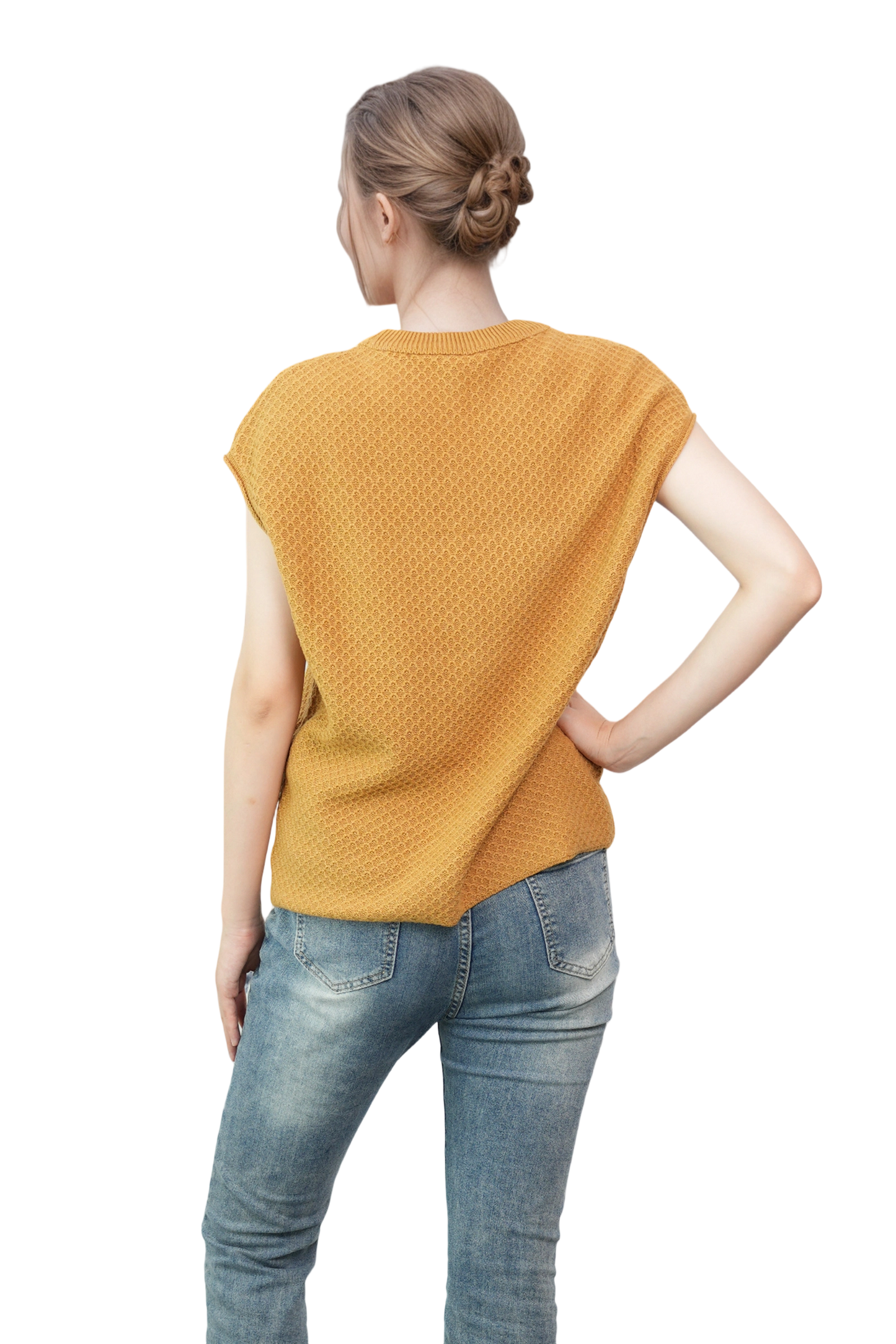 Lightweight Textured Short Sleeve Pullover Sweater
