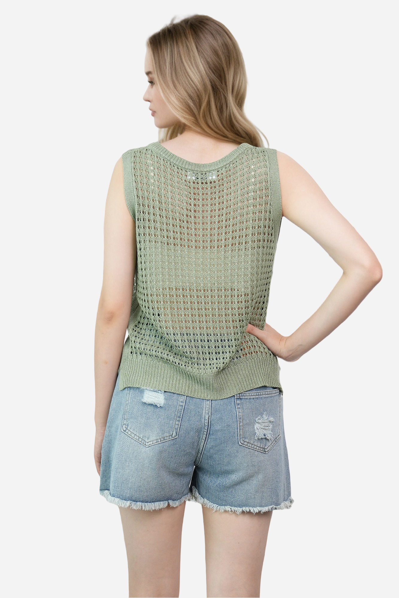 Crochet Cover Up Sweater for Women Sleeveless Beach