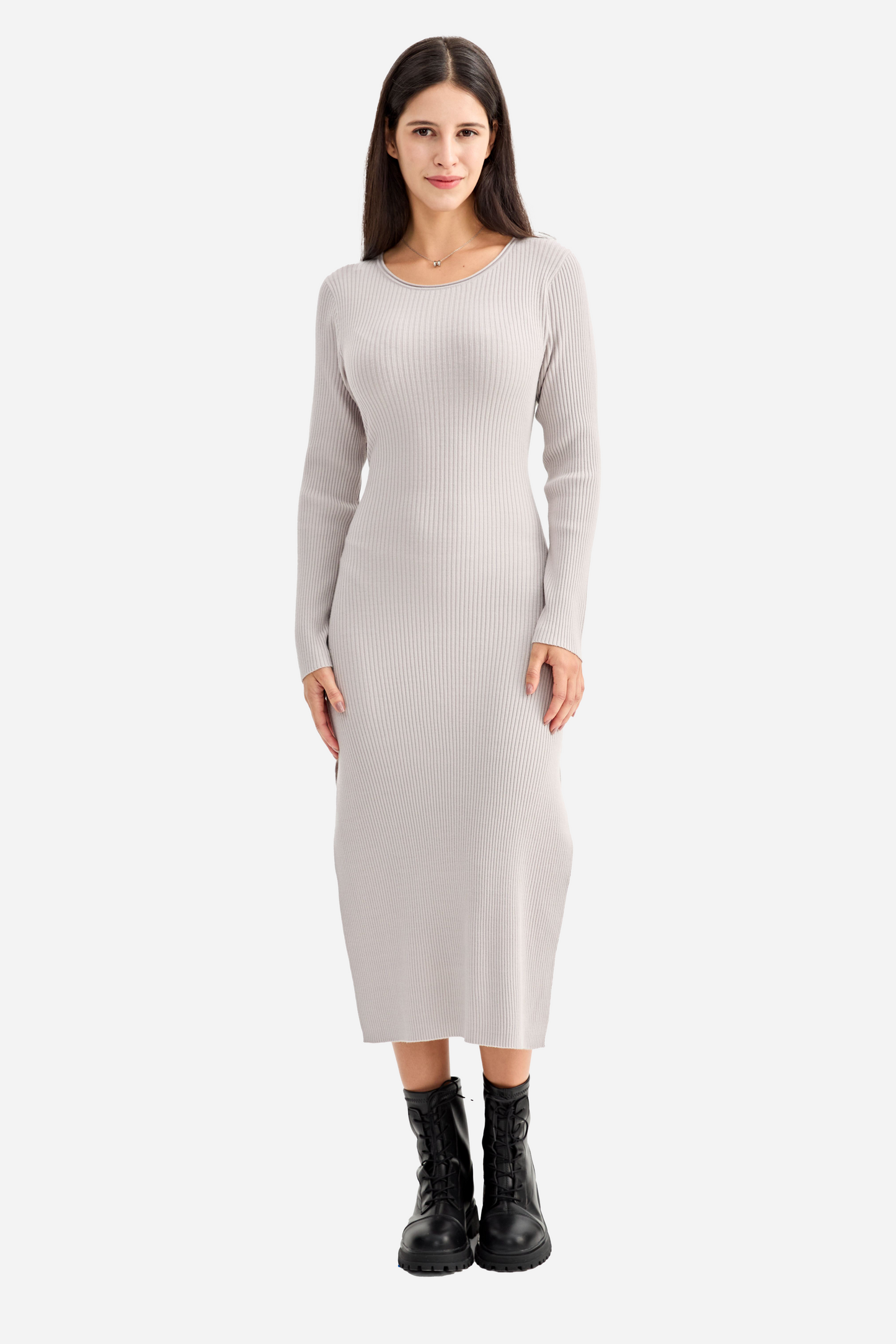Bodycon Midi Dress Casual Knit Side Slit