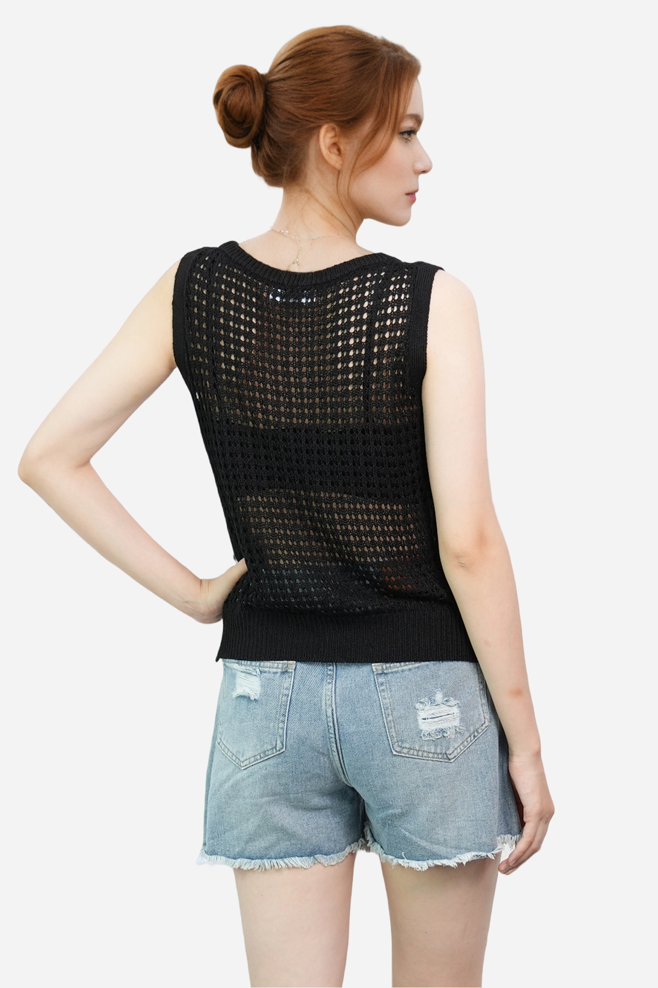 Crochet Cover Up Sweater for Women Sleeveless Beach
