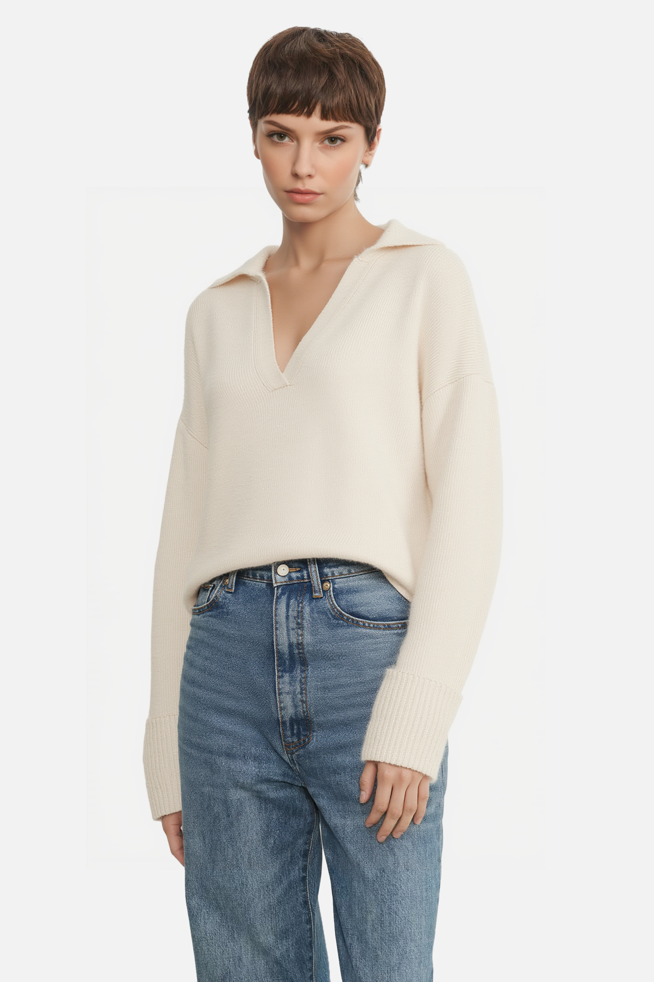 Resort Polo Collar V-Neck Pullover