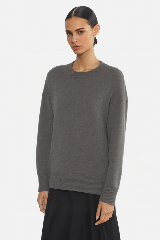 Essential Ribbed-Trim Crewneck Sweater